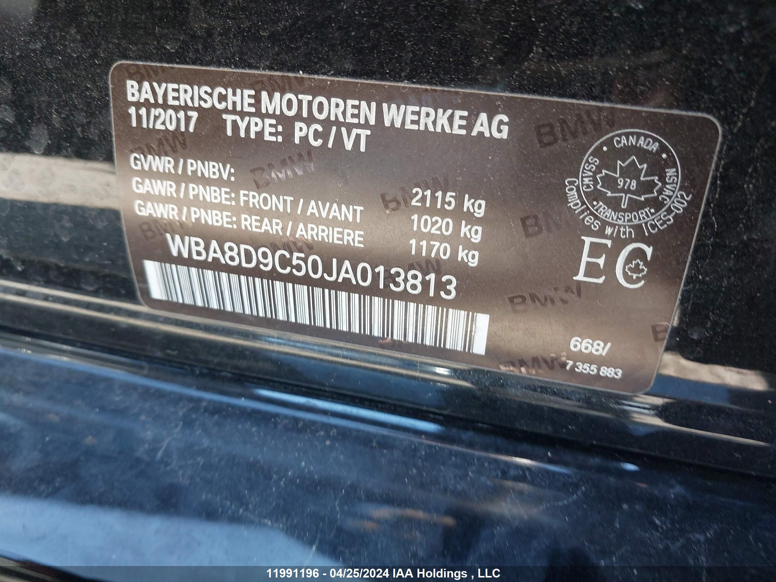 Photo 8 VIN: WBA8D9C50JA013813 - BMW 3ER 