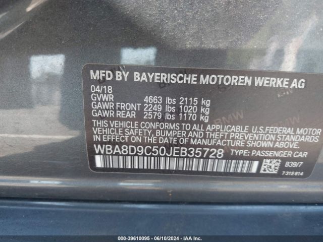 Photo 8 VIN: WBA8D9C50JEB35728 - BMW 330I 