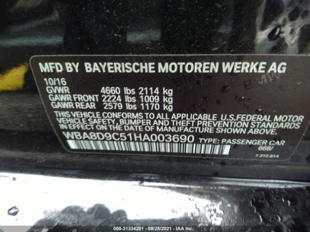 Photo 8 VIN: WBA8D9C51HA003690 - BMW 3 