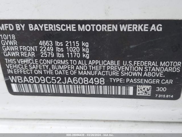 Photo 8 VIN: WBA8D9C52JA608498 - BMW 330I 