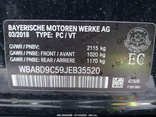 Photo 8 VIN: WBA8D9C59JEB35520 - BMW 330I 