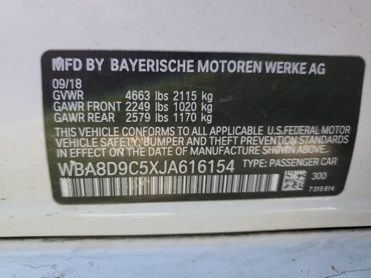 Photo 11 VIN: WBA8D9C5XJA616154 - BMW 3ER 