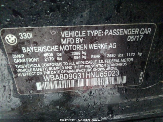 Photo 8 VIN: WBA8D9G31HNU65023 - BMW 330 XI 