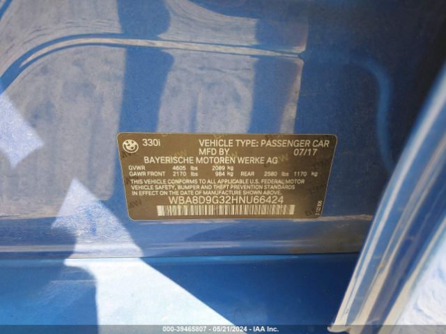 Photo 8 VIN: WBA8D9G32HNU66424 - BMW 330I 