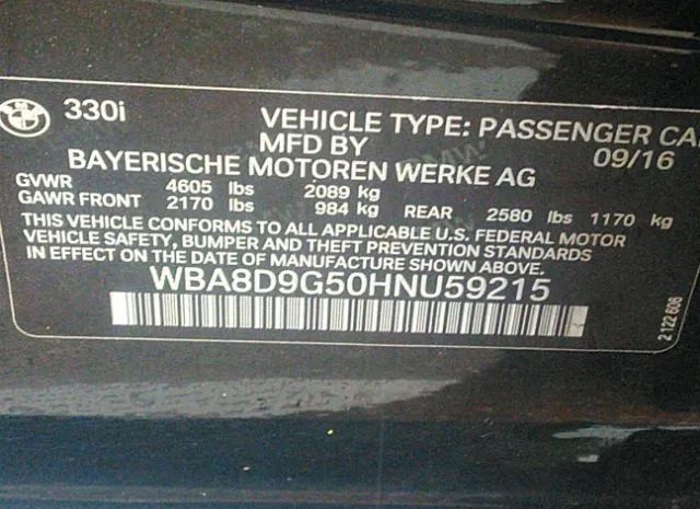 Photo 8 VIN: WBA8D9G50HNU59215 - BMW 330I 