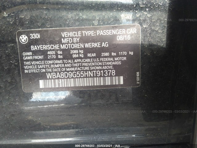 Photo 8 VIN: WBA8D9G55HNT91378 - BMW 330I 