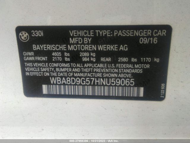 Photo 8 VIN: WBA8D9G57HNU59065 - BMW 330I 