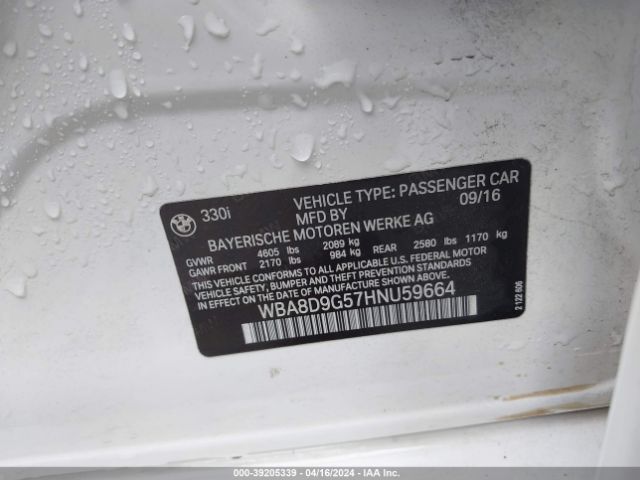 Photo 8 VIN: WBA8D9G57HNU59664 - BMW 330I 