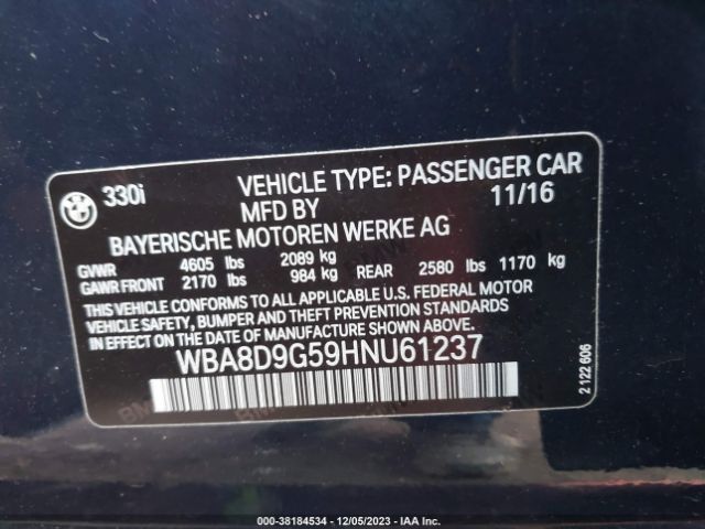 Photo 8 VIN: WBA8D9G59HNU61237 - BMW 330I 