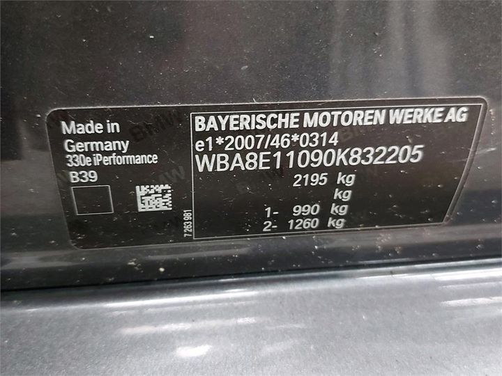 Photo 6 VIN: WBA8E11090K832205 - BMW 3 BERLINE 