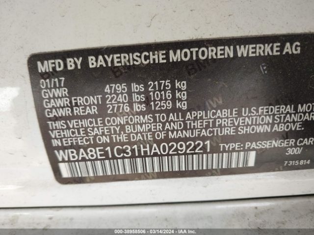 Photo 8 VIN: WBA8E1C31HA029221 - BMW 330E 