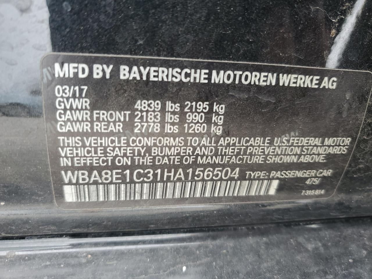 Photo 11 VIN: WBA8E1C31HA156504 - BMW 3ER 