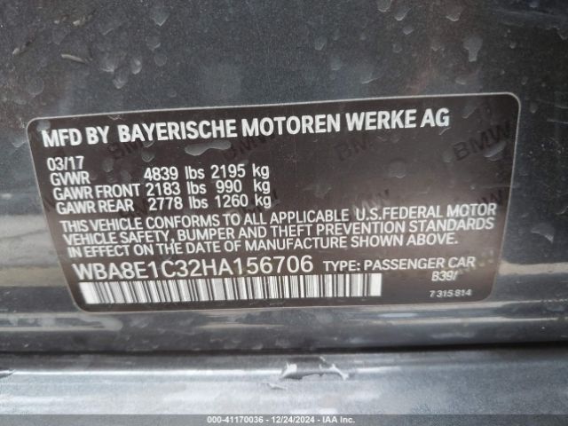 Photo 8 VIN: WBA8E1C32HA156706 - BMW 330E 