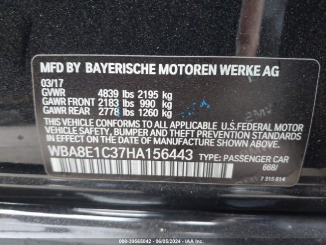 Photo 8 VIN: WBA8E1C37HA156443 - BMW 330E 