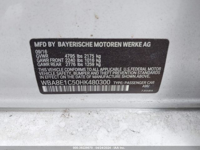 Photo 8 VIN: WBA8E1C50HK480300 - BMW 330E 