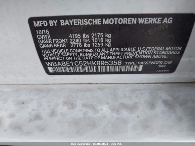 Photo 8 VIN: WBA8E1C52HK895358 - BMW 330E 