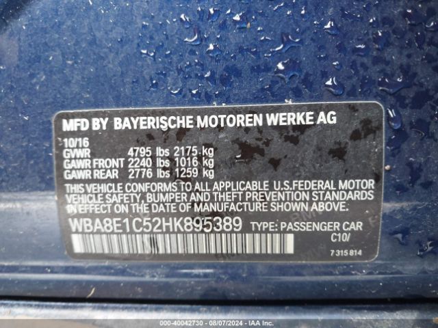 Photo 8 VIN: WBA8E1C52HK895389 - BMW 330E 