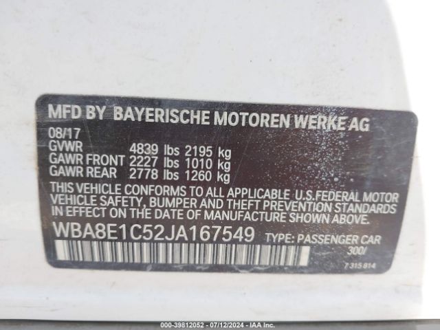 Photo 8 VIN: WBA8E1C52JA167549 - BMW 330E 