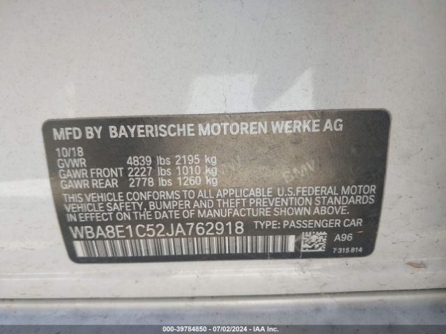 Photo 8 VIN: WBA8E1C52JA762918 - BMW 330E 