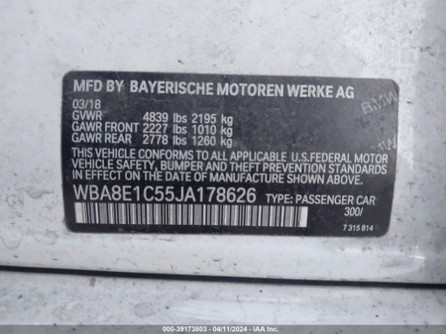 Photo 8 VIN: WBA8E1C55JA178626 - BMW 330E 