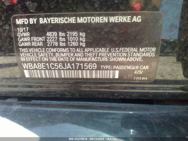 Photo 8 VIN: WBA8E1C56JA171569 - BMW 3 SERIES 