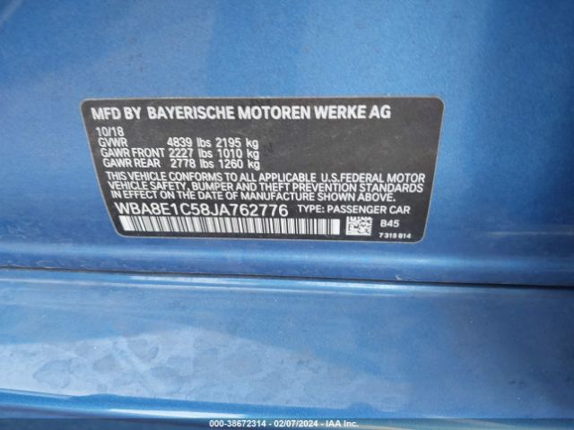 Photo 8 VIN: WBA8E1C58JA762776 - BMW 330E 