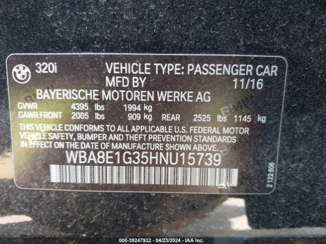 Photo 8 VIN: WBA8E1G35HNU15739 - BMW 320 