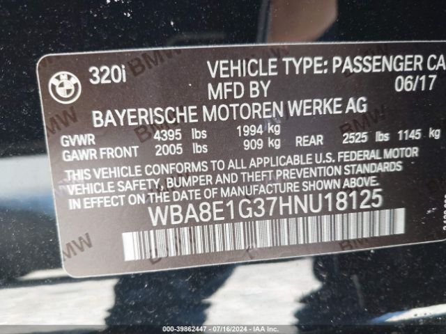 Photo 8 VIN: WBA8E1G37HNU18125 - BMW 320I 