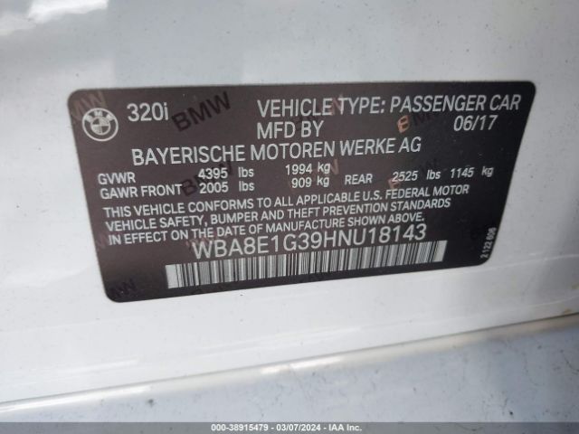 Photo 8 VIN: WBA8E1G39HNU18143 - BMW 320I 