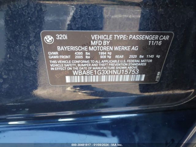 Photo 8 VIN: WBA8E1G3XHNU15753 - BMW 320I 