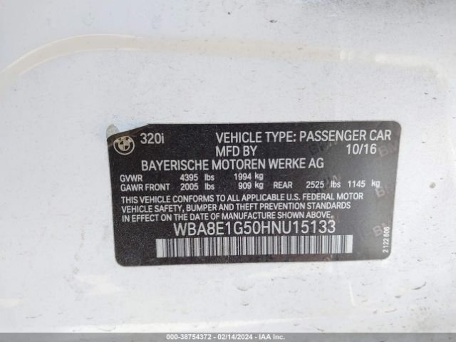 Photo 8 VIN: WBA8E1G50HNU15133 - BMW 320I 