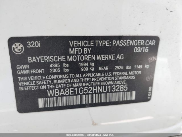 Photo 8 VIN: WBA8E1G52HNU13285 - BMW 320I 