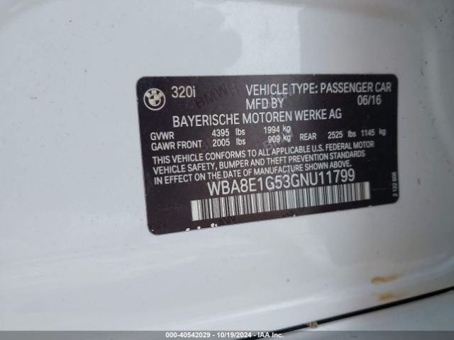 Photo 8 VIN: WBA8E1G53GNU11799 - BMW 320I 