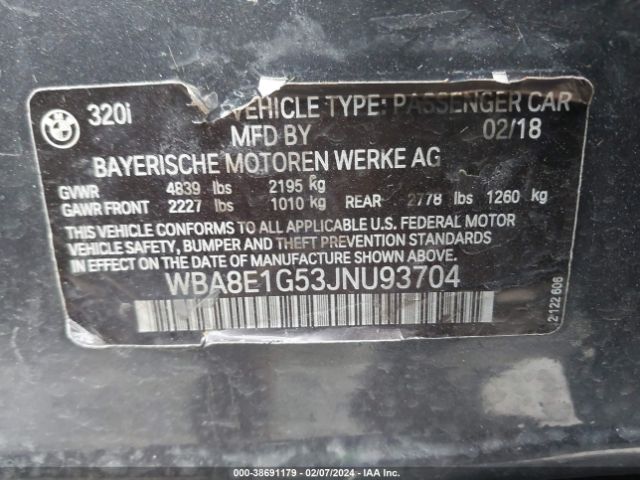 Photo 8 VIN: WBA8E1G53JNU93704 - BMW 320I 