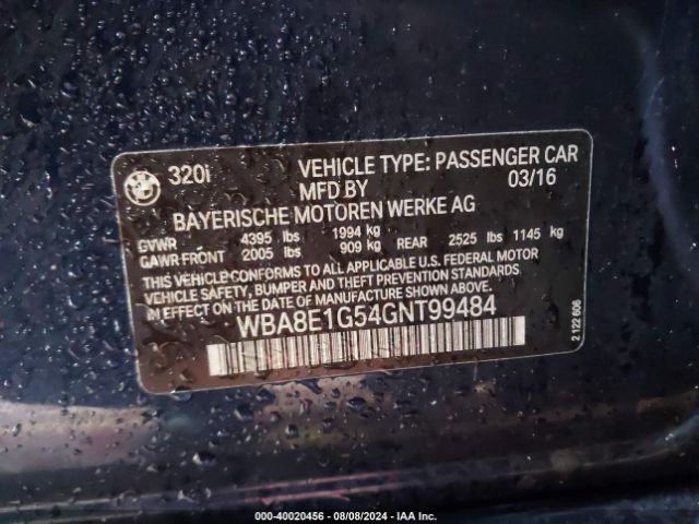 Photo 8 VIN: WBA8E1G54GNT99484 - BMW 320I 