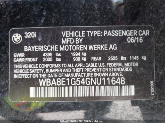 Photo 8 VIN: WBA8E1G54GNU11648 - BMW 320I 