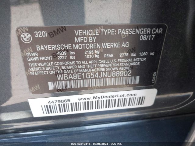 Photo 8 VIN: WBA8E1G54JNU88902 - BMW 320I 