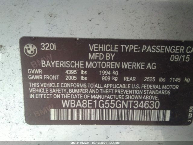 Photo 8 VIN: WBA8E1G55GNT34630 - BMW 3 