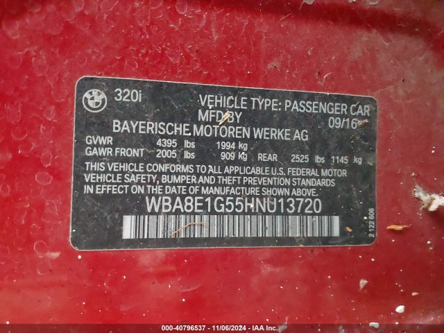 Photo 8 VIN: WBA8E1G55HNU13720 - BMW 320I 