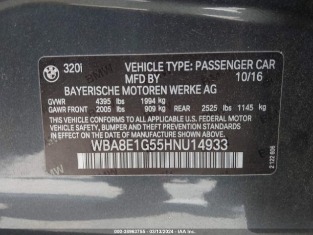 Photo 8 VIN: WBA8E1G55HNU14933 - BMW 320I 