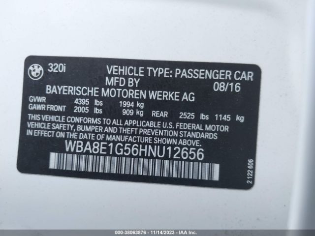 Photo 8 VIN: WBA8E1G56HNU12656 - BMW 320I 