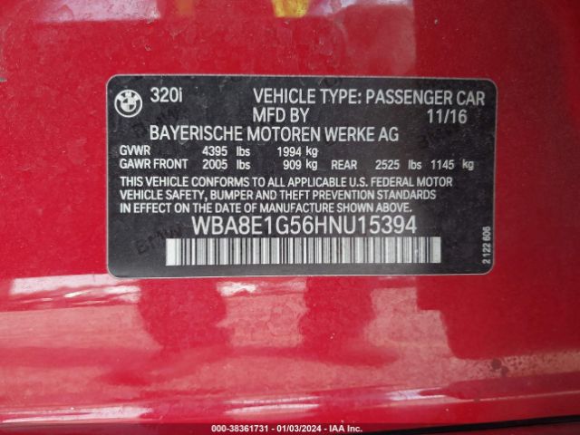 Photo 8 VIN: WBA8E1G56HNU15394 - BMW 320I 