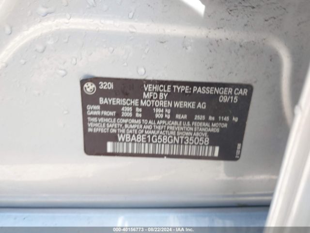 Photo 8 VIN: WBA8E1G58GNT35058 - BMW 320I 