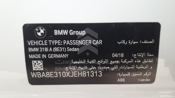 Photo 1 VIN: WBA8E310XJEH81313 - BMW 318I 