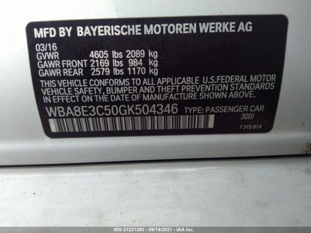 Photo 8 VIN: WBA8E3C50GK504346 - BMW 3 