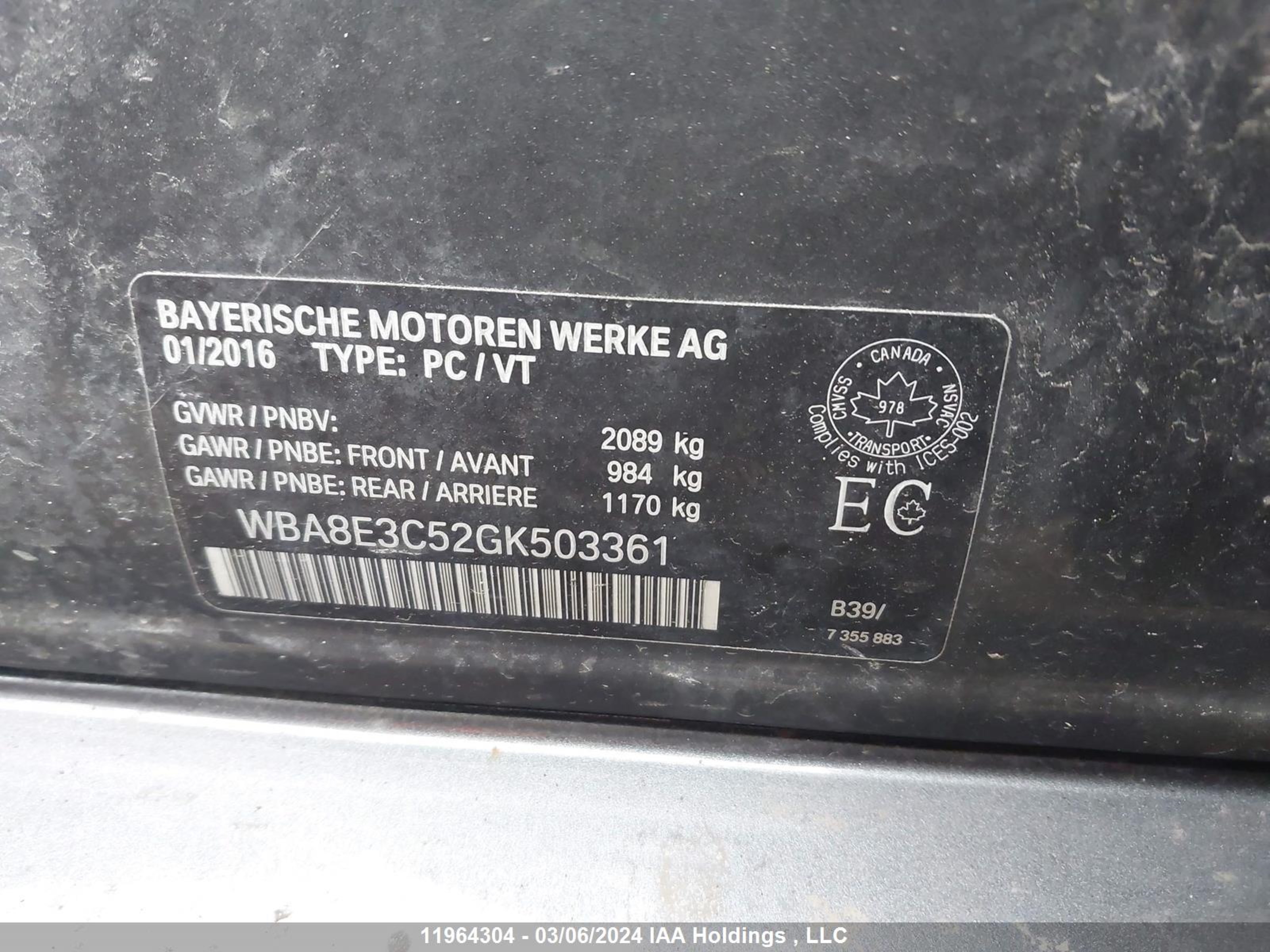 Photo 8 VIN: WBA8E3C52GK503361 - BMW 3ER 