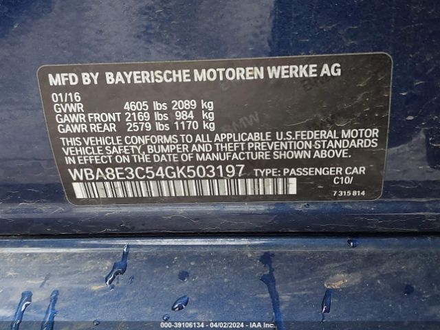 Photo 8 VIN: WBA8E3C54GK503197 - BMW 328I 