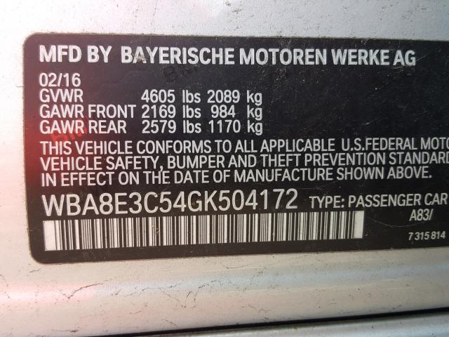 Photo 9 VIN: WBA8E3C54GK504172 - BMW 328 XI SUL 