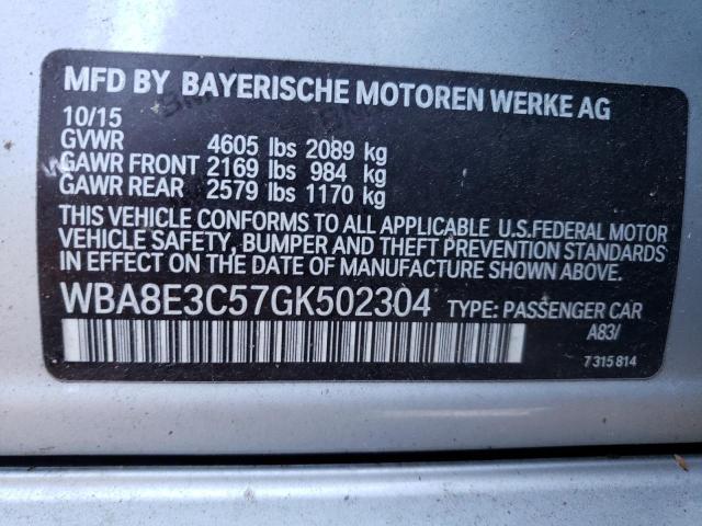 Photo 9 VIN: WBA8E3C57GK502304 - BMW 328 XI SUL 