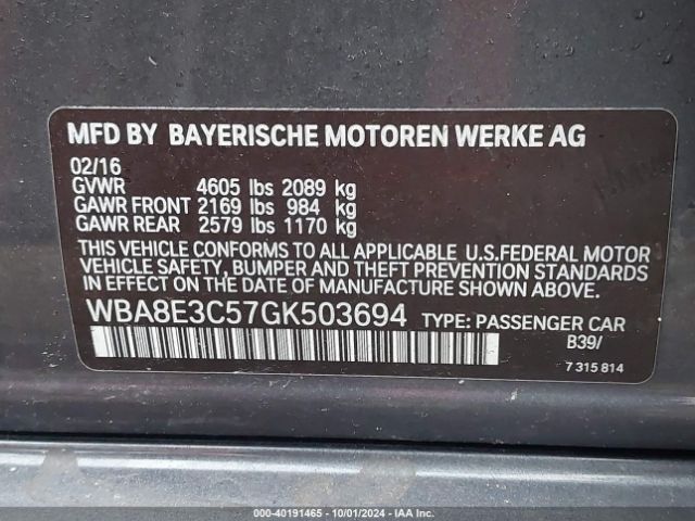 Photo 8 VIN: WBA8E3C57GK503694 - BMW 328I 